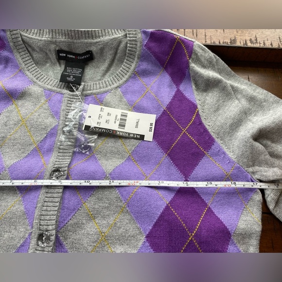 {SOLD!!}•NWT•{3} New York & Company Argyle Cardigan Bundle - Picture 12 of 13